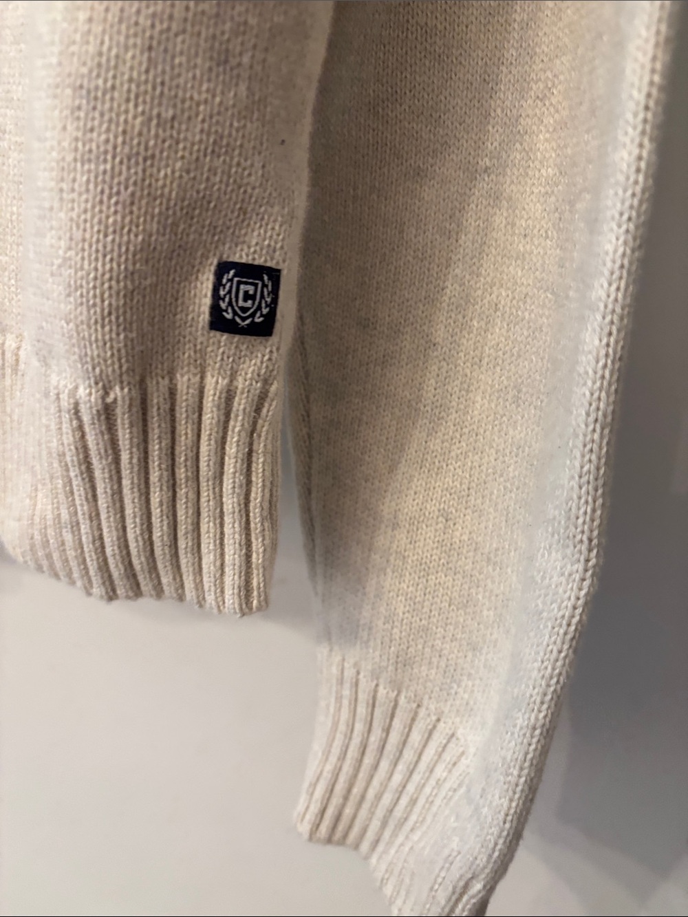 CHAPS Men’s L Fair Isle Nordic Sweater 100% Cotton Quarter Button Cream - Picture 4 of 10